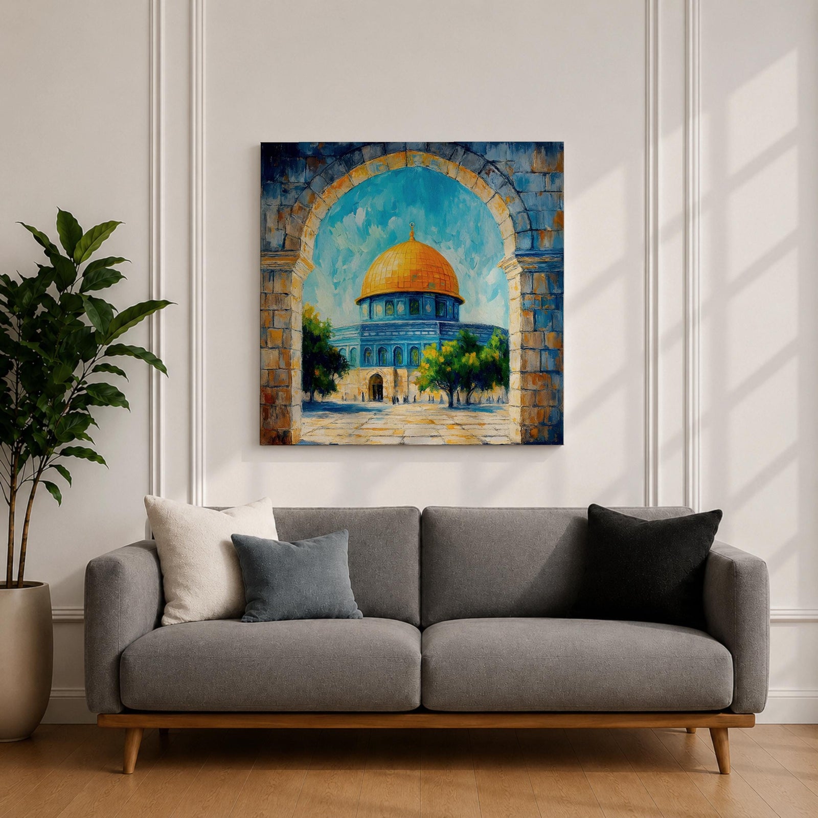 Dome of the Rock Wall Art Jerusalem Mosque Framed Canvas Islamic Prayer Room Decor