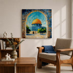 Dome of the Rock Wall Art Jerusalem Mosque Framed Canvas Islamic Prayer Room Decor