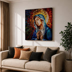 Virgin Mary Wall Art Madonna Framed Canvas Catholic Prayer Mosaic Christian Home Decor