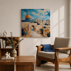 Dome of the Rock Wall Art Old City View Framed Canvas Jerusalem Islamic Decor