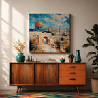 Dome of the Rock Wall Art Old City View Framed Canvas Jerusalem Islamic Decor