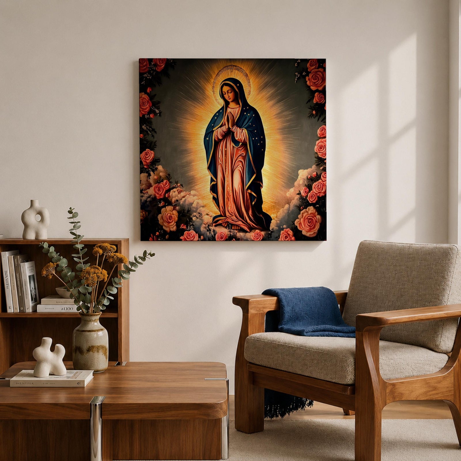 Our Lady of Guadalupe Wall Art La Guadalupana Framed Canvas Mexican Catholic Home Decor