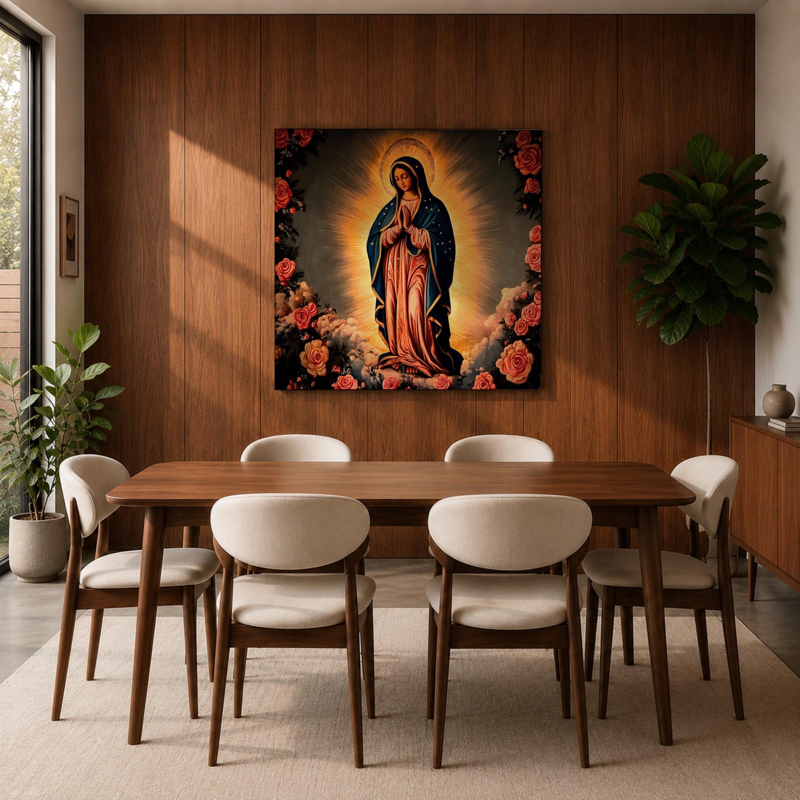 Our Lady of Guadalupe Wall Art La Guadalupana Framed Canvas Mexican Catholic Home Decor