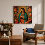 Our Lady of Guadalupe Wall Art Blessed Mother Framed Canvas Mexican Catholic Home Decor