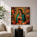 Our Lady of Guadalupe Wall Art Blessed Mother Framed Canvas Mexican Catholic Home Decor