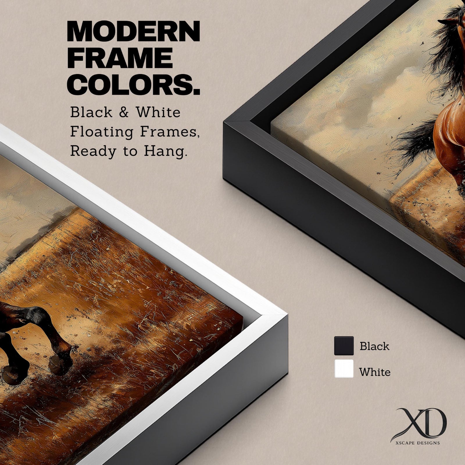 Running Horse Wall Art Galloping Stallion Framed Canvas Western Rustic Ranch Home Decor
