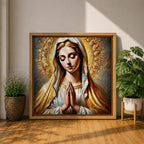 Virgin Mary Wall Art Blessed Mother Framed Canvas Catholic Prayer Sacred Home Decor