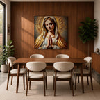 Virgin Mary Wall Art Blessed Mother Framed Canvas Catholic Prayer Sacred Home Decor