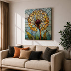 Dandelion Wall Art Stained Glass Flower Framed Canvas Botanical Nature Home Decor