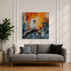 Cockatoo Wall Art Parrot Framed Canvas Tropical Exotic Bird Impasto Boho Home Decor