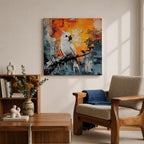 Cockatoo Wall Art Parrot Framed Canvas Tropical Exotic Bird Impasto Boho Home Decor