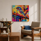 Songbird Wall Art Warbler Framed Canvas Abstract Bird Wildlife Modern Home Decor