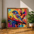Songbird Wall Art Warbler Framed Canvas Abstract Bird Wildlife Modern Home Decor