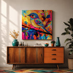 Songbird Wall Art Warbler Framed Canvas Abstract Bird Wildlife Modern Home Decor