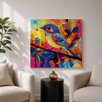 Songbird Wall Art Warbler Framed Canvas Abstract Bird Wildlife Modern Home Decor