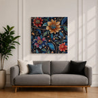 Floral Mosaic Wall Art Dot Art Flowers Framed Canvas Botanical Boho Home Decor