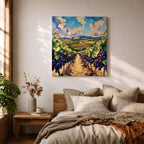 Vineyard Landscape Wall Art Grape Vineyard Framed Canvas Countryside Impasto Rustic Home Decor