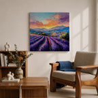 Lavender Field Wall Art Purple Flower Field Framed Canvas Provence Impasto Landscape Home Decor