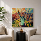 Lady Liberty Wall Art NYC Landmark Framed Canvas New York Skyline Patriotic American Decor