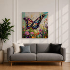 Butterfly Wall Art Swallowtail Framed Canvas Garden Floral Impasto Botanical Home Decor