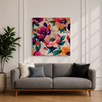 Peony Wall Art Abstract Floral Painting Framed Canvas Modern Botanical Home Decor