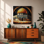 Dome of the Rock Wall Art Celestial Halo Framed Canvas Jerusalem Islamic Mosque Decor