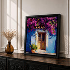 Italian Doorway Wall Art Tuscan Entryway Framed Canvas Mediterranean Floral Rustic Summer Decor