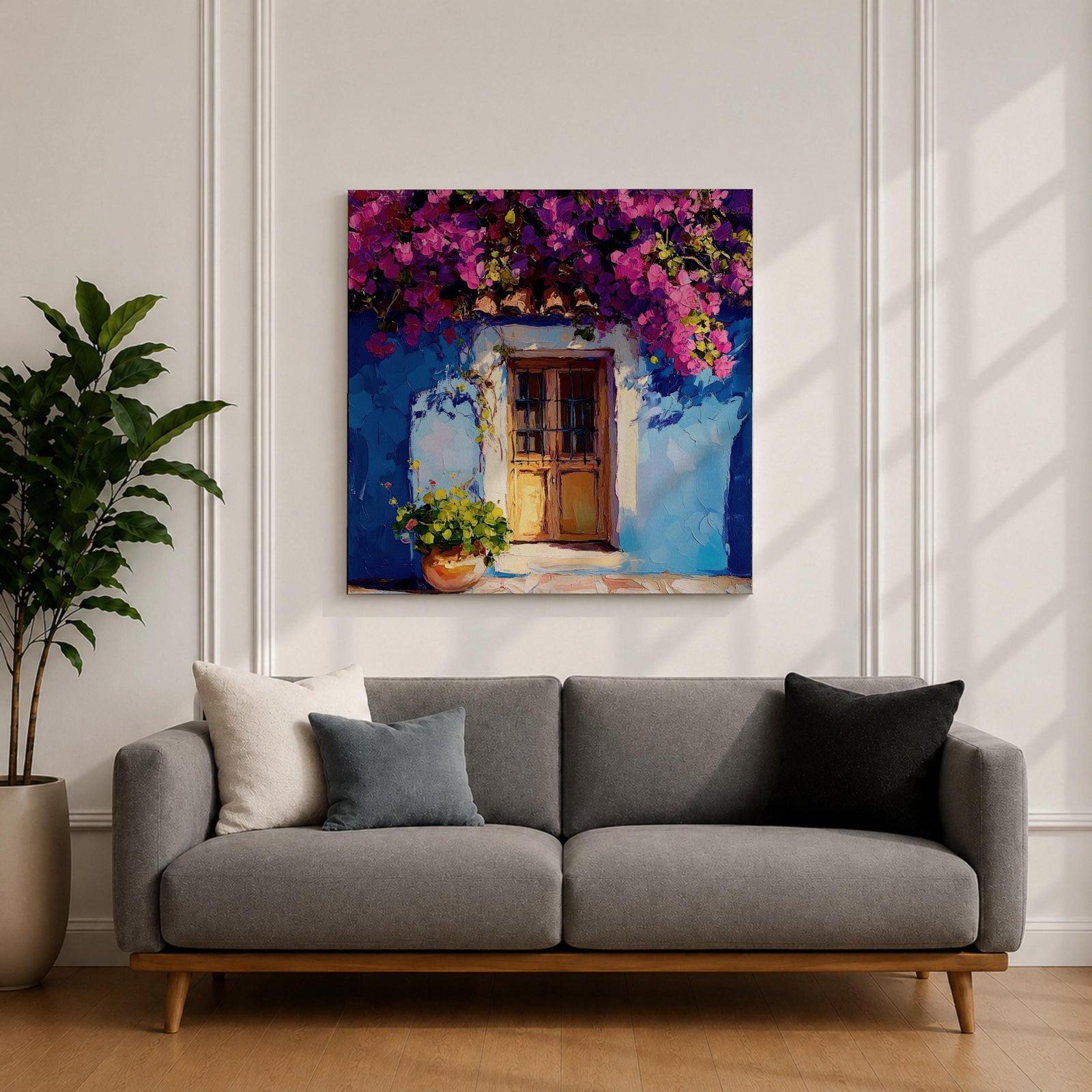 Italian Doorway Wall Art Tuscan Entryway Framed Canvas Mediterranean Floral Rustic Summer Decor