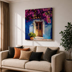 Italian Doorway Wall Art Tuscan Entryway Framed Canvas Mediterranean Floral Rustic Summer Decor