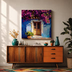 Italian Doorway Wall Art Tuscan Entryway Framed Canvas Mediterranean Floral Rustic Summer Decor