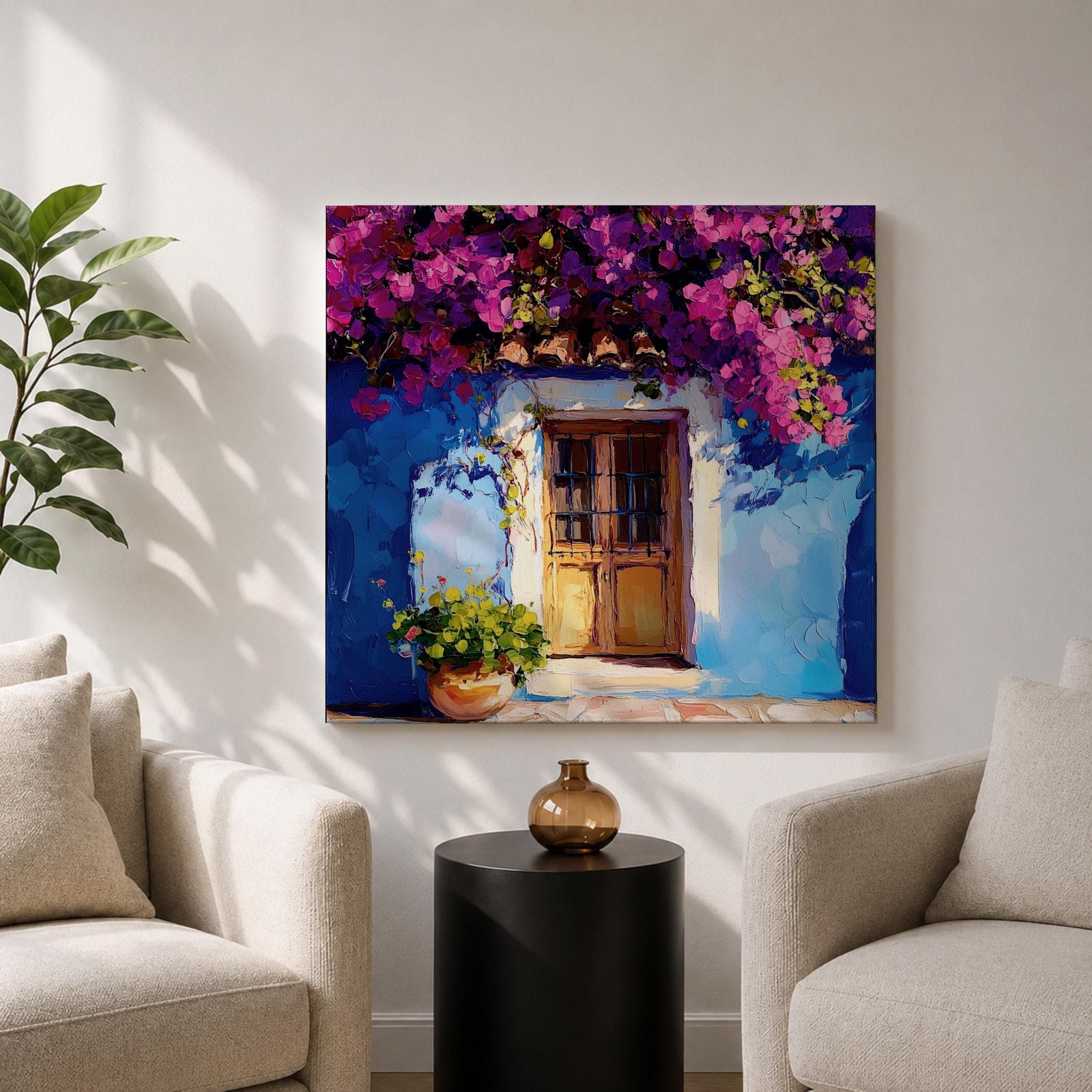 Italian Doorway Wall Art Tuscan Entryway Framed Canvas Mediterranean Floral Rustic Summer Decor