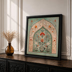 Mihrab Wall Art Floral Arch Framed Canvas Prayer Niche Mughal Islamic Home Decor