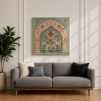 Mihrab Wall Art Floral Arch Framed Canvas Prayer Niche Mughal Islamic Home Decor