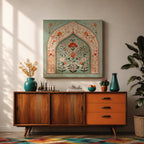 Mihrab Wall Art Floral Arch Framed Canvas Prayer Niche Mughal Islamic Home Decor