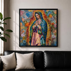 Our Lady of Guadalupe Wall Art Virgencita Framed Canvas Mexican Catholic Prayer Home Decor