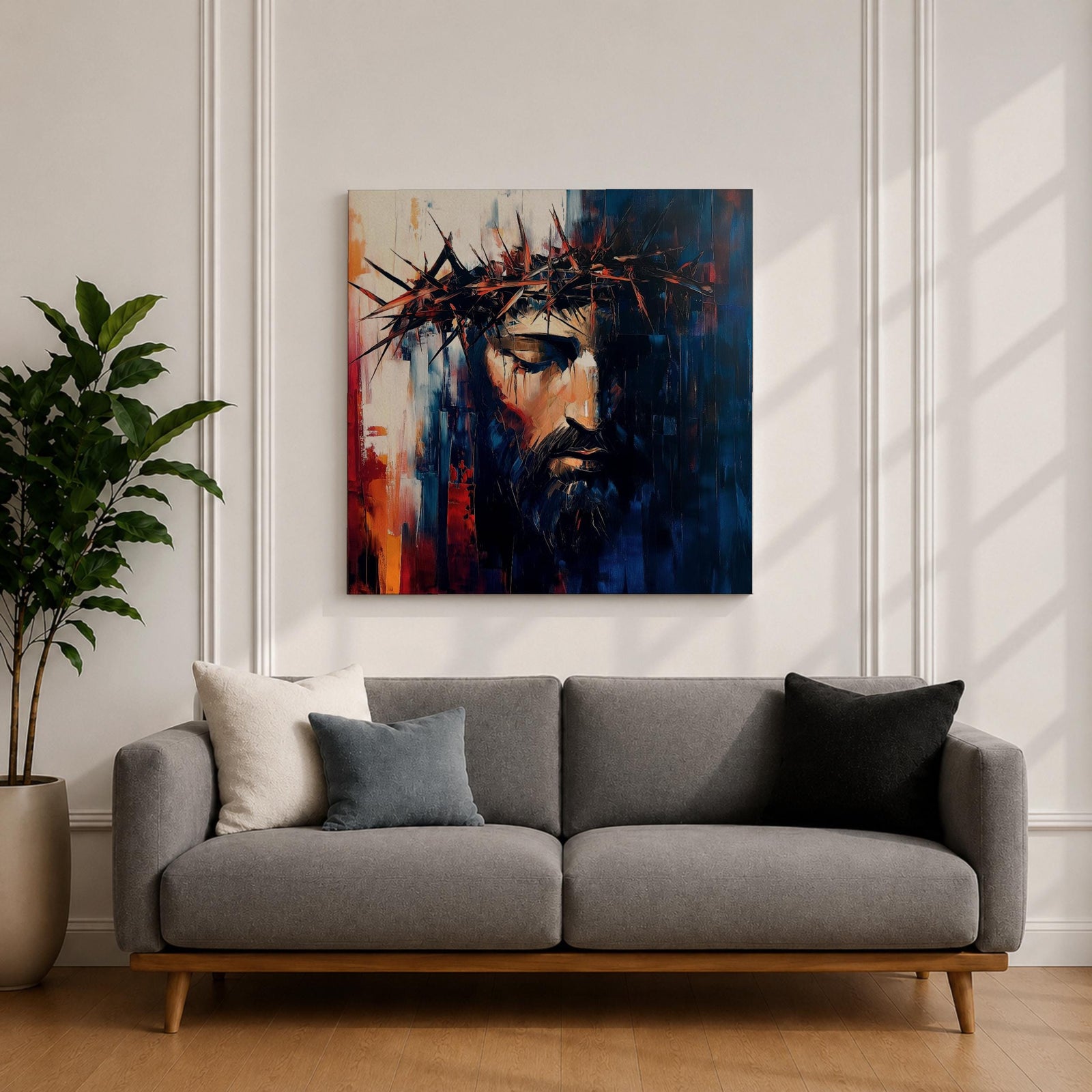 Jesus Crown of Thorns Wall Art Passion of Christ Framed Canvas Christian Decor