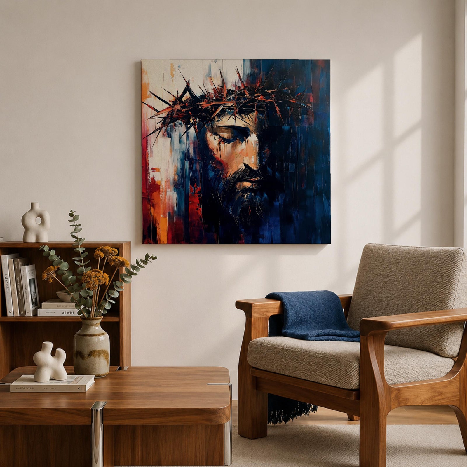 Jesus Crown of Thorns Wall Art Passion of Christ Framed Canvas Christian Decor