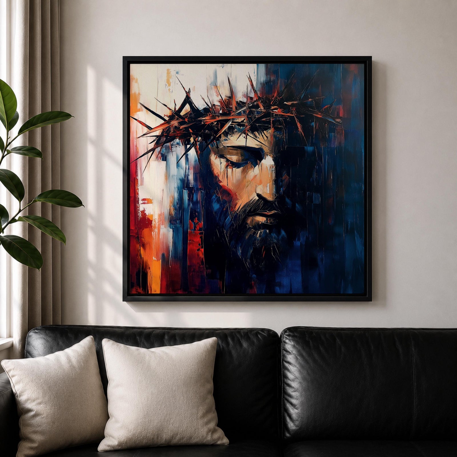 Jesus Crown of Thorns Wall Art Passion of Christ Framed Canvas Christian Decor