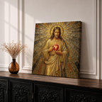 Sacred Heart Jesus Wall Art Christ the Redeemer Framed Canvas Christian Prayer Home Decor