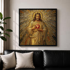 Sacred Heart Jesus Wall Art Christ the Redeemer Framed Canvas Christian Prayer Home Decor