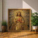 Sacred Heart Jesus Wall Art Christ the Redeemer Framed Canvas Christian Prayer Home Decor