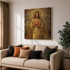 Sacred Heart Jesus Wall Art Christ the Redeemer Framed Canvas Christian Prayer Home Decor