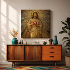 Sacred Heart Jesus Wall Art Christ the Redeemer Framed Canvas Christian Prayer Home Decor