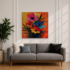 Cosmos Flower Wall Art Modern Floral Painting Framed Canvas Botanical Home Decor