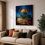 Masjid Al Aqsa Wall Art Night Sky Framed Canvas Jerusalem Mosaic Islamic Home Decor