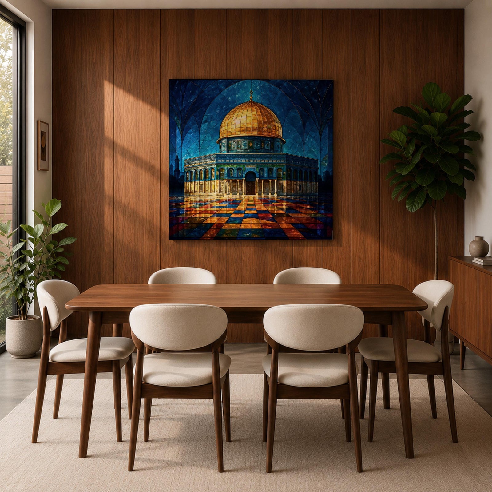 Masjid Al Aqsa Wall Art Night Sky Framed Canvas Jerusalem Mosaic Islamic Home Decor