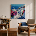 Santorini Greece Wall Art Greek Island Framed Canvas Mediterranean Coastal Landscape Living Room Decor