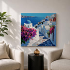 Santorini Greece Wall Art Greek Island Framed Canvas Mediterranean Coastal Landscape Living Room Decor