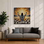 Jesus Resurrection Wall Art Risen Christ Framed Canvas Christian Impasto Biblical Home Decor