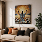 Jesus Resurrection Wall Art Risen Christ Framed Canvas Christian Impasto Biblical Home Decor